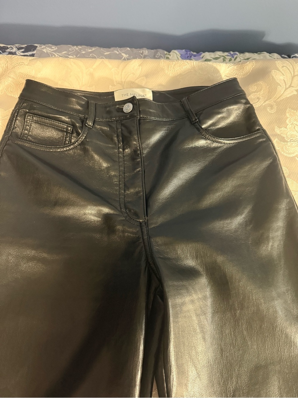 Wilfred The Melina Vegan Leather Baddie Pants Black High Rise Straight Leg 8 - Picture 5 of 10